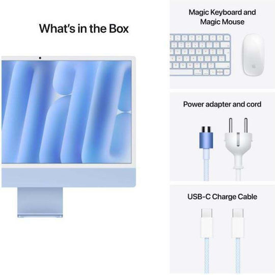 Apple IMac 24" 2024 (M4 8-Core 16GB 256GB SSD GPU cu 8 nuclee macOS) Albastru