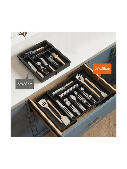 Opening Plastic Drawer Cutlery Tray 33x38x5cm Black