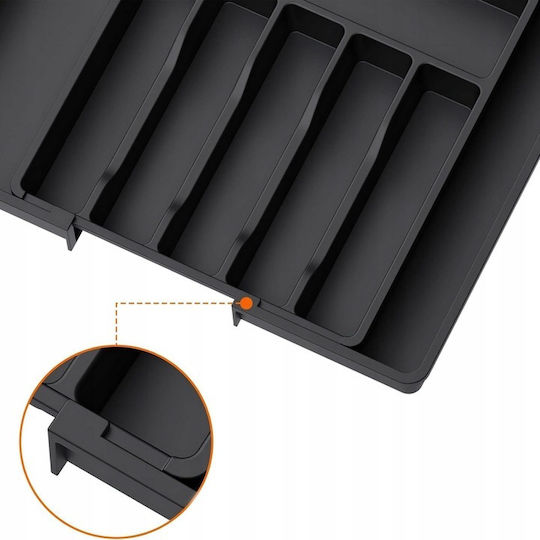 Tăvi Pentru Tacâmuri De Sertar Rabătabilă Din Plastic 33x38x5cm Neagră