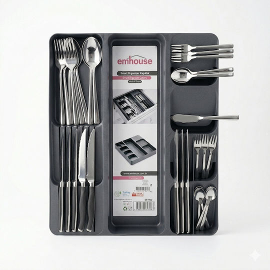 Organizator pentru tacâmuri de sertar 43x43.5x5 cm Gri