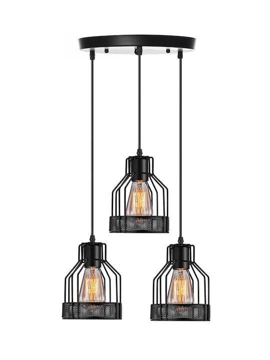 Powertech Pendant Light Black with Socket E27 14x19.5cm