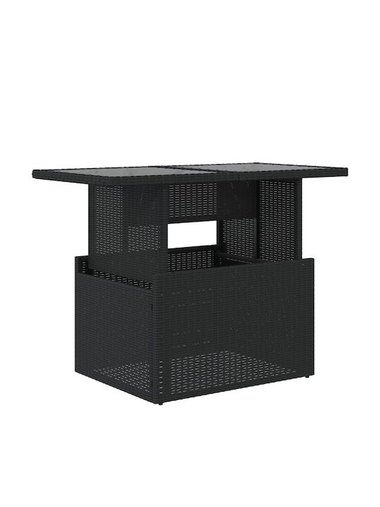 Outdoor Dinner Free Standing Table with Glass Surface and Rattan Frame Natural 100x55x73cm