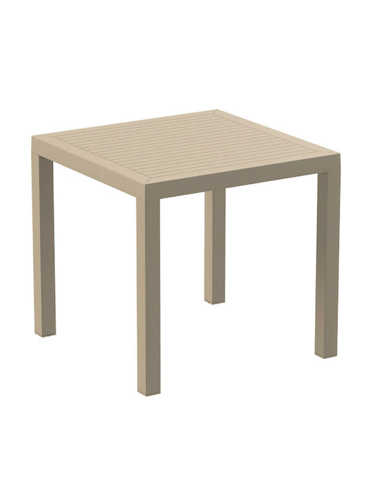 Ares Outdoor Dinner Free Standing Polypropylene Table Taupe 80x80x75cm