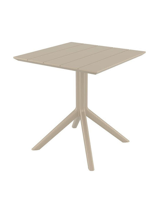 Paris Outdoor Dinner Free Standing Polypropylene Table Taupe 70x70x74cm