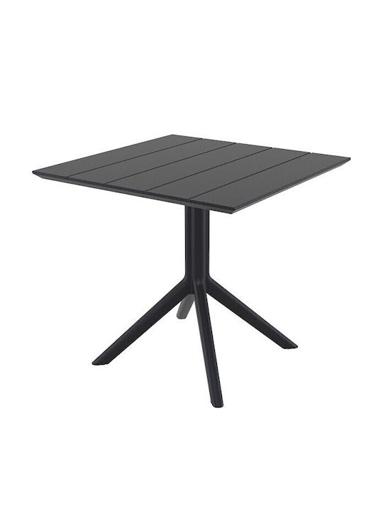 Paris Outdoor Dinner Free Standing Polypropylene Table Black 80x80x74cm