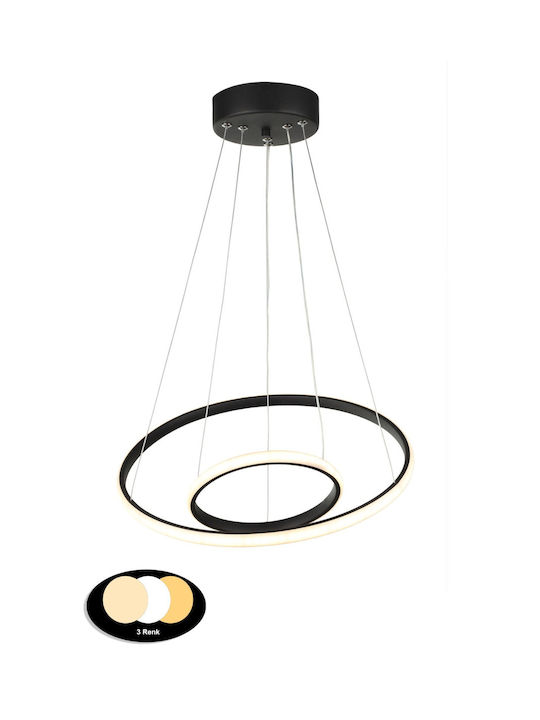 Heronia Pendant Ceiling Light Black LED with Warm White Light 60x60cm