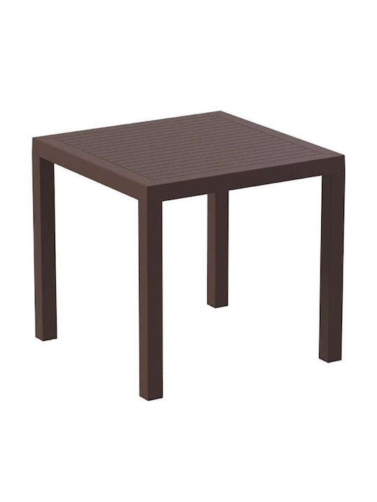 Ares Auxiliary Outdoor Free Standing Polypropylene Table Brown 80x80x75cm