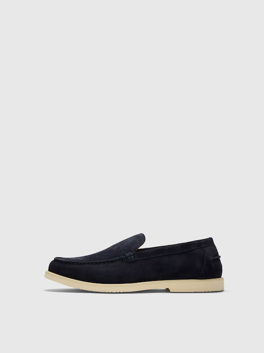 Suede Men's Loafers in Blue Colour