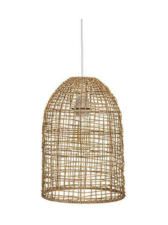 Atmosphera Karla Ceiling Light Beige Grid with E27 Socket 24x24x34cm