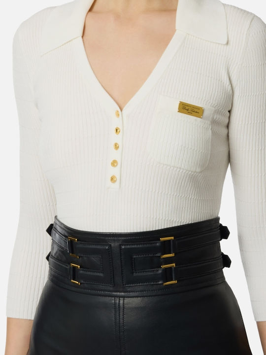 Damen Bluse mit 3/4 Ärmel White