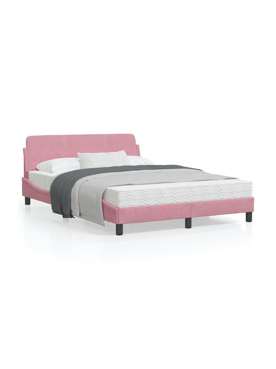 Pat Semi-dublu din Lemn Masiv Rose cu Lamele pentru Saltea 120x200cm