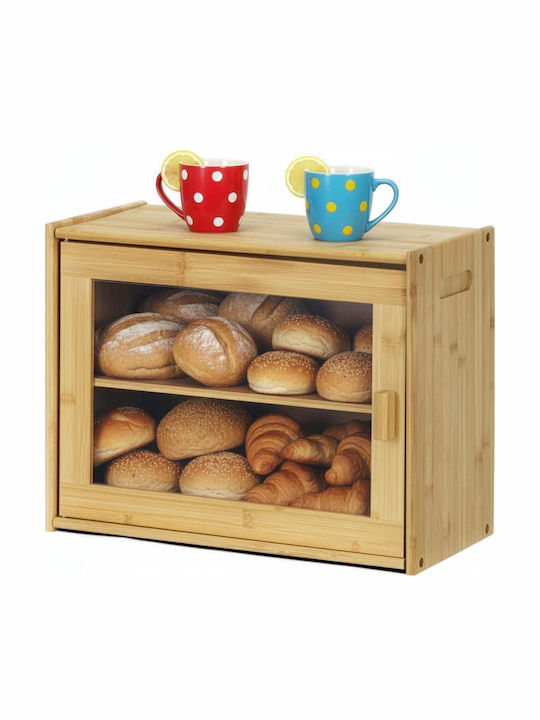 Cutie de Pâine cu Capac din Bambus Bej 39x20x31cm