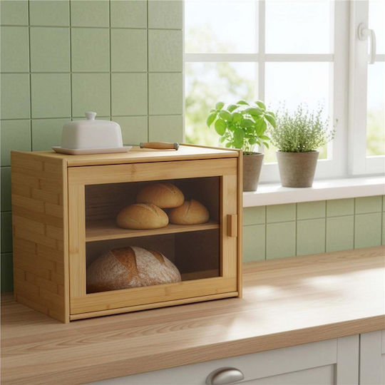 Brotkasten mit Deckel aus Bambus Beiges 39x20x31cm