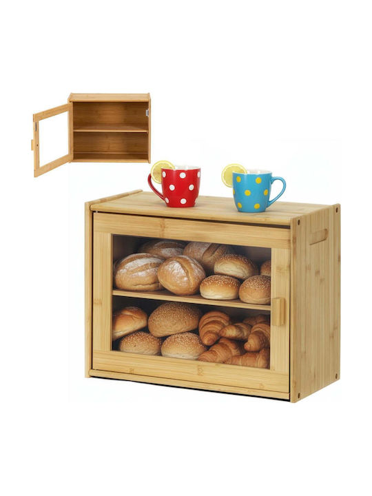 Cutie de Pâine cu Capac din Bambus Bej 39x20x31cm