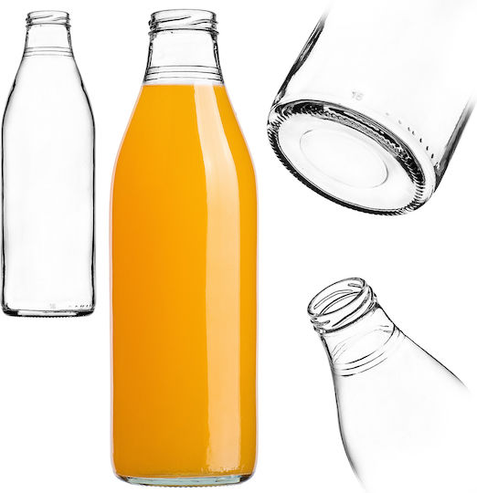 Kadax Glas Wasserflasche mit Schraubdeckel Transparent 1000ml 5 Stücke