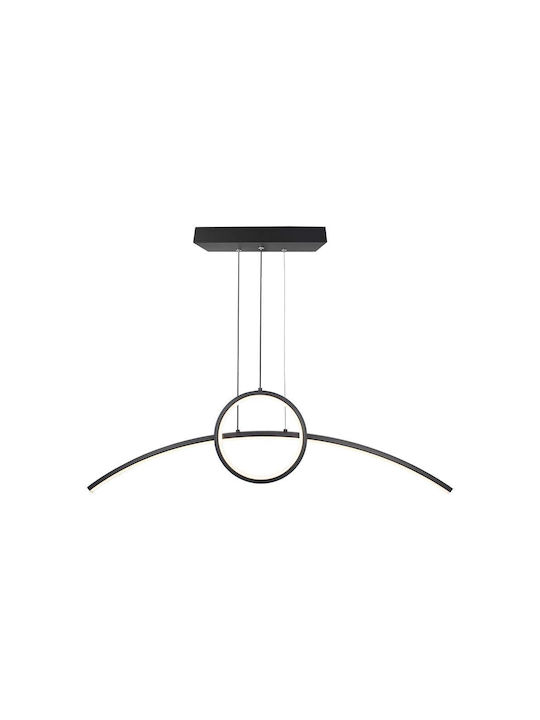 V-TAC Designer Κρεμαστό Φωτιστικό Μαύρο LED με Φυσικό Λευκό Φως Ράγα 89x25εκ.