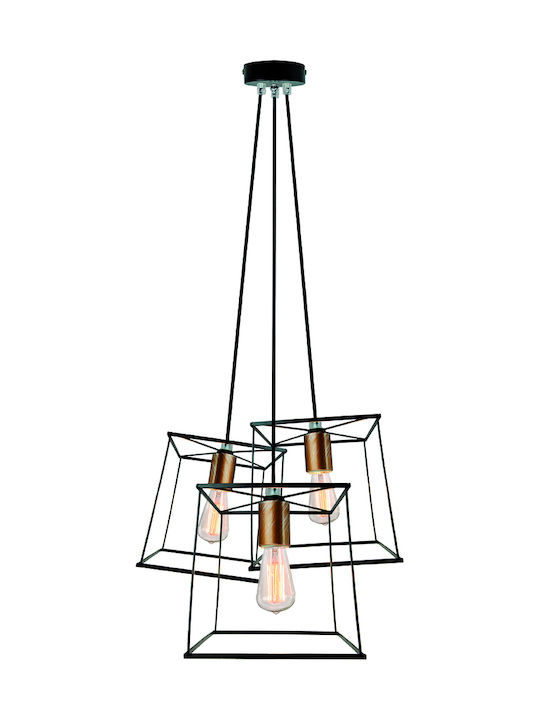 Viokef Agatha Κρεμαστό Φωτιστικό Μαύρο με Ντουί E27 45x120εκ.