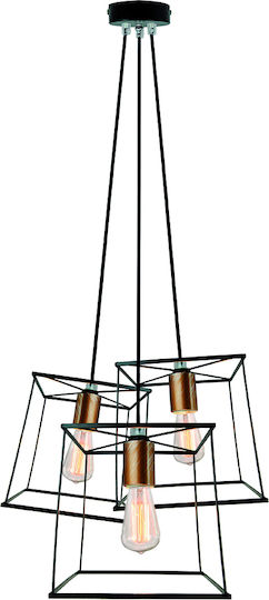 Viokef Agatha Lustră Negru cu Dulie E27 45x120cm.