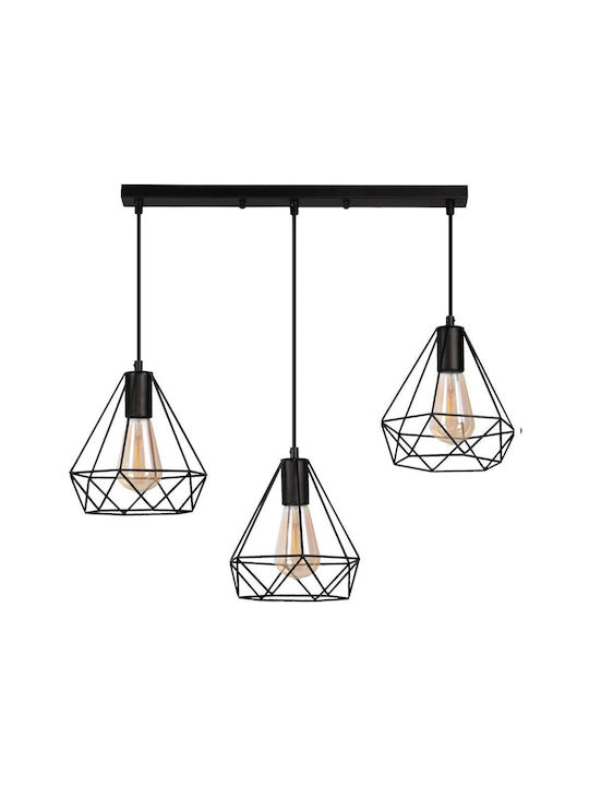 Vivalux Pendant Light Black Rail with Socket E27 67.5x20x142cm
