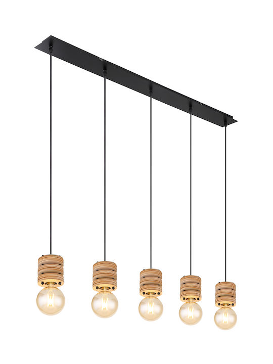 Globo Lighting Angeline Pendant Light Black Rail for 5 Bulbs E27 116x10x120cm