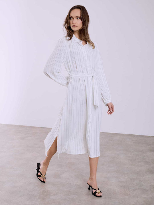 Celestino Women's Shirt Dress Striped Loose Fit White