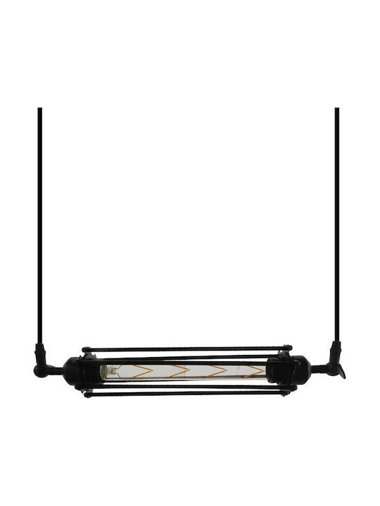 GloboStar Tube Κρεμαστό Φωτιστικό Μαύρο Ράγα με Ντουί E27 43x11εκ.