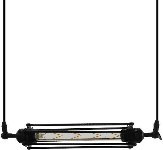 GloboStar Tube Висящо Осветително Тяло Черен Rail с Цокъл E27 43x11см.