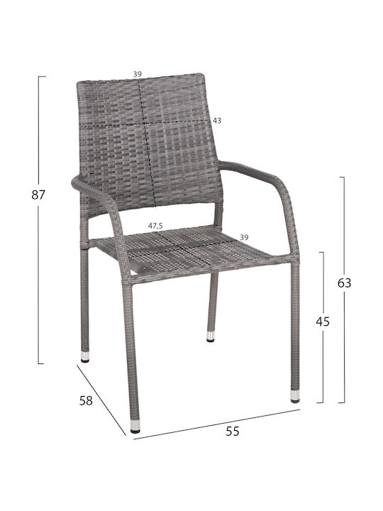 Gartenstühle Außenbereich Rattan Morner Grau 55x58x87cm