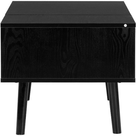 Rectangular Central Wooden Coffee Table with Lifting Mechanism Black W100xD50xH43cm