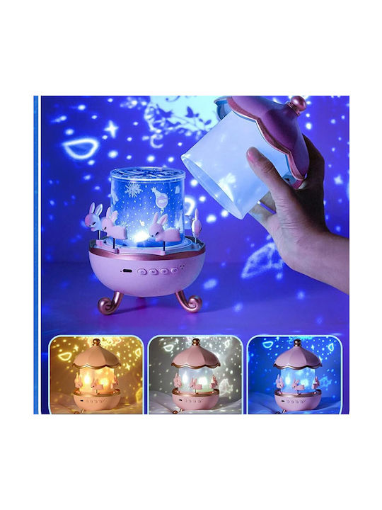 Rotating Kids Lamp Projector with Design Projection Pink 19.1x11.8x11.8cm