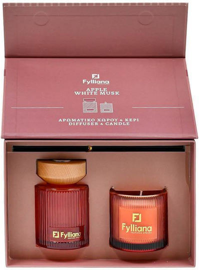Home Fragrance Gift Set Apple White Musk Fylliana Fl25161 Disseminator 150ml + Candle 150g