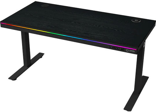 Γραφείο Gaming με Ρυθμιζόμενο Ύψος, LED & USB θύρες 140.5x68x116.5εκ. Black