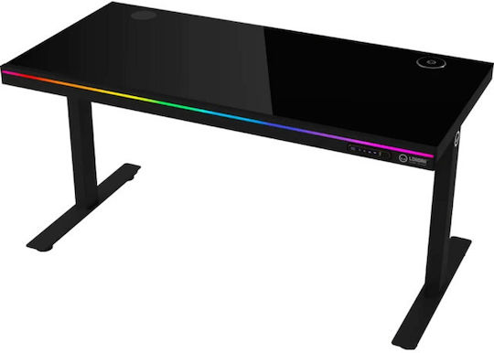 Γραφείο Gaming με Ρυθμιζόμενο Ύψος, LED & USB θύρες 140.5x68x116εκ. Black