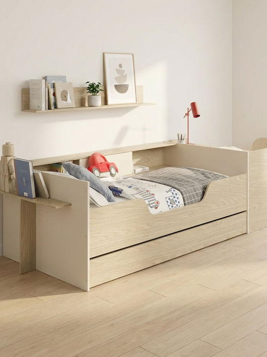 Kids Bed Semi Double with Storage Space and Desk Gray for Mattress 200x90cm