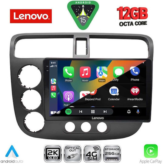 Lenovo Car Audio System for BMW X1 / X3 / X4 Honda Civic 2001-2006 Bluetooth USB WiFi GPS Apple CarPlay Android Auto with 9" Touch Screen