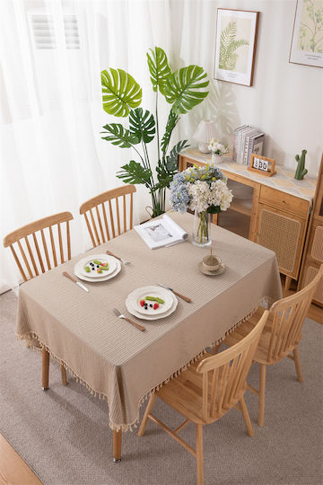 FRIPIA Baumwoll-Tischtuch Beige 140x200cm