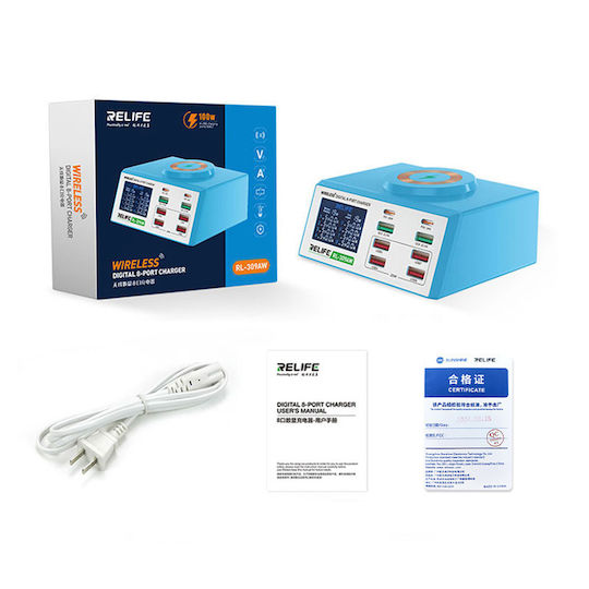 Relife Relife Rl-309aw Drahtloses Digitalanzeige 8-Port Ladegerät