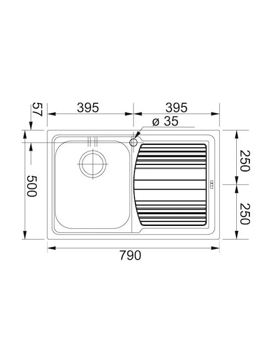 Franke Logica Line Ένθετος Νεροχύτης Δεξιός Inox Μ79xΠ50cm Γκρι