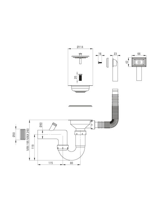 Deante Υποκαθήμενος Νεροχύτης Inox Μ50xΠ79cm Γκρι