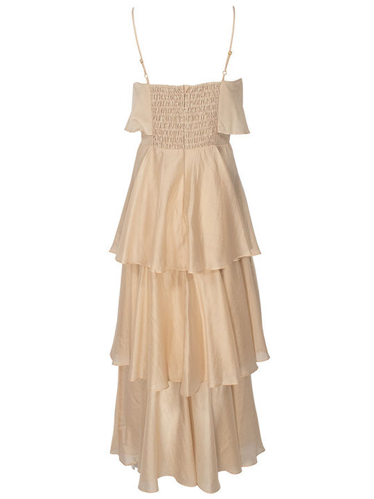 Sommer Maxi Damenkleid für Hochzeit - Taufe Beige