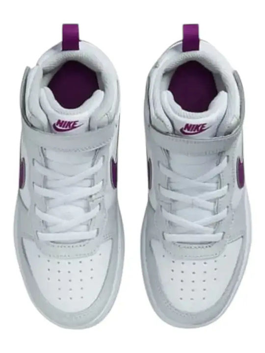Court Court Borough Mid 2 Kids Sports Shoes with Hoop & Loop Closure White