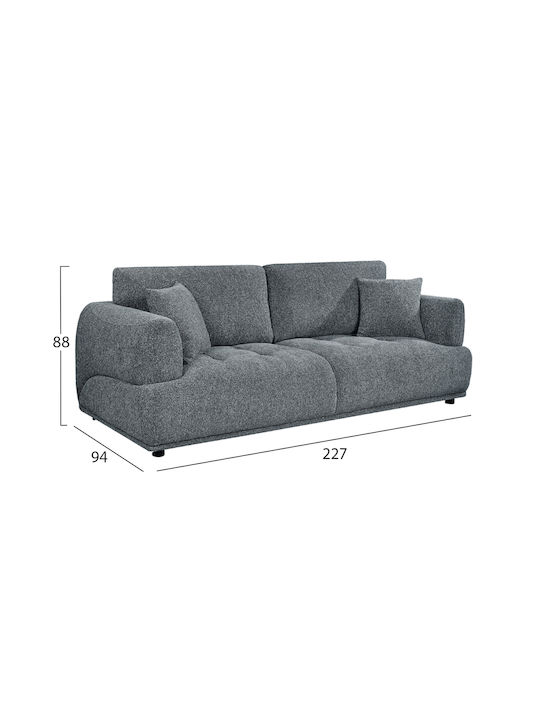 Structo Триместен Диван Сив 227x94x88см