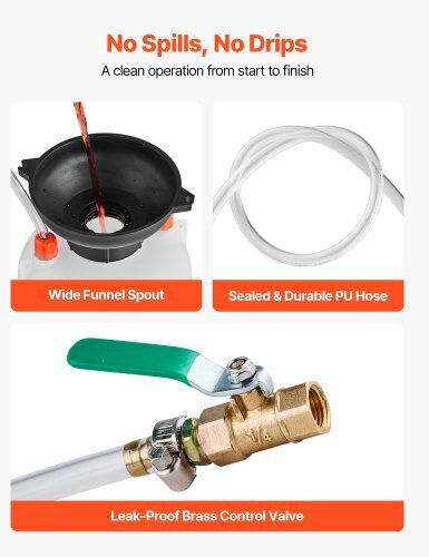 Vevor Transmission Fluid Pump 3 L Capacity Manual Fluid Transfer Pump 120 Cm Long Horse & Hdpe Tank Transmission Oil Pump Ptfe Tape Manual Automotive Oil Filling System