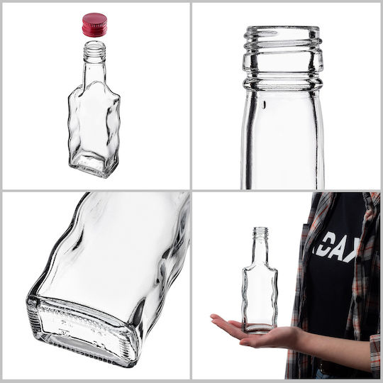 Glass 200ml Liqueur Bottle Red Cap 1 Pc