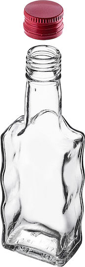 Kadax Glas Wein-/Getränkeflaschen 200ml Likörflasche Rote Kappe 10 Stück