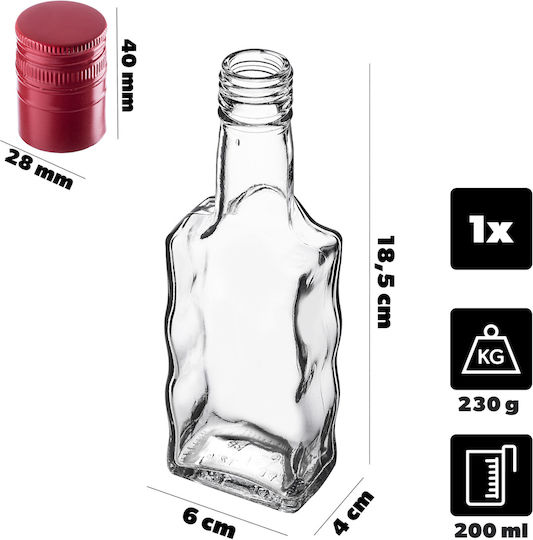 Kadax Glas Wein-/Getränkeflasche 200ml Likör Flasche Mit Langer Roter Kappe 1 Stück