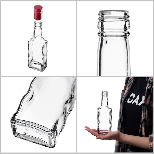 Glass 200ml Liqueur Bottle Long Red Cap 10 Pcs