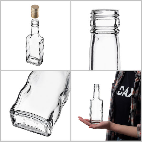 Glass Bottle Liqueur 200ml Long Golden Cap 5 Pcs