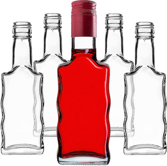 Glass 200ml Liqueur Bottle Long Red Cap 10 Pcs