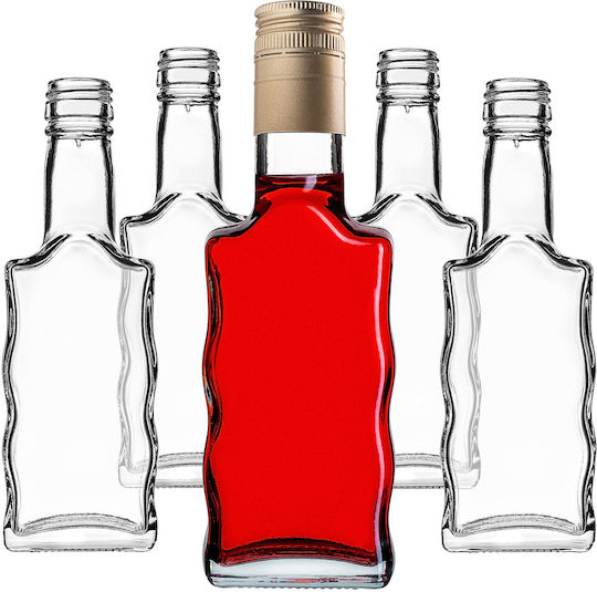 Glass Bottle Liqueur 200ml Long Golden Cap 10 Pcs